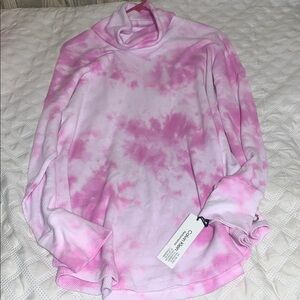 Calvin Klein Performance Womens Waffle Knit Turtleneck Tie Dye Pink Plus 1X
